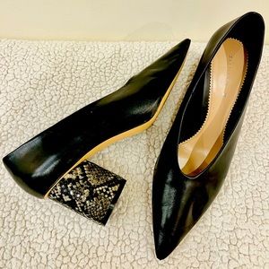 Leather Zara Snake Block Heels